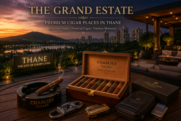 Luxury cigar terrace at sunset